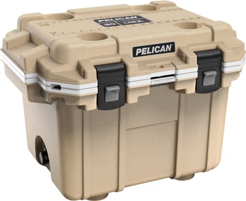 30QT Elite Cooler Tan/White