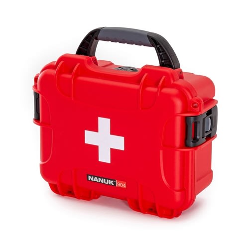 Nanuk Case 904 empty – w/First Aid Logo - Red